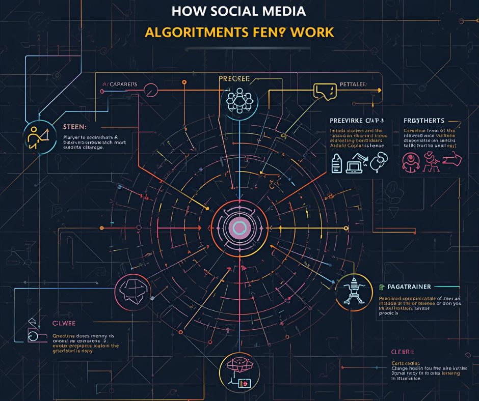 A flowchart showing how social media algorithms work