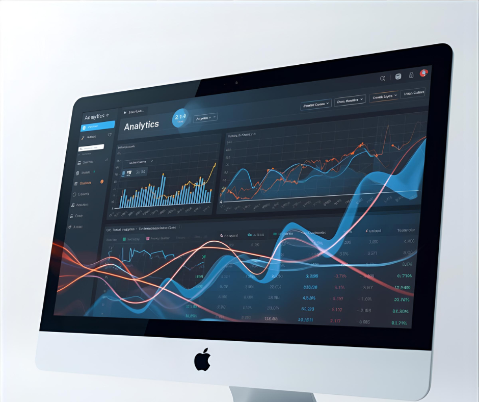 Analytics dashboard showing engagement metrics and growth charts