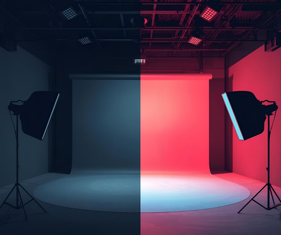 Split screen showing a poor quality vs high quality video setup
