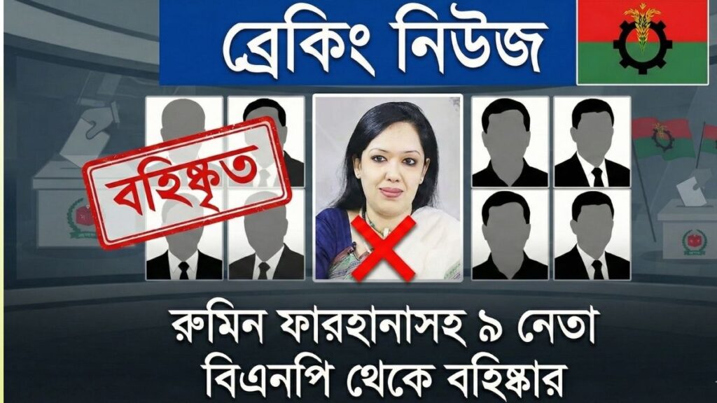 বিএনপি থেকে রুমিন ফারহানাসহ ৯ নেতার বহিষ্কার