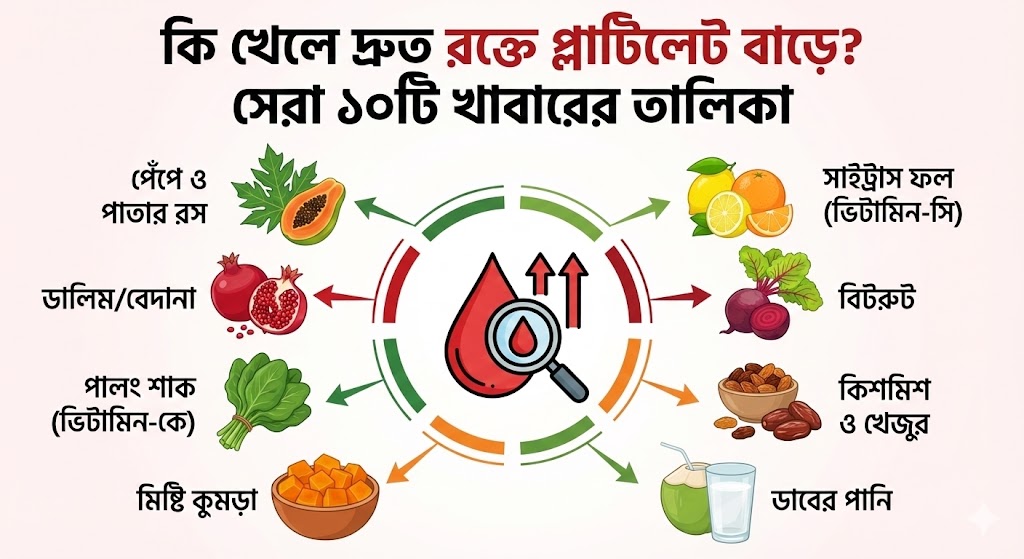কি খেলে দ্রুত রক্তে প্লাটিলেট বাড়ে