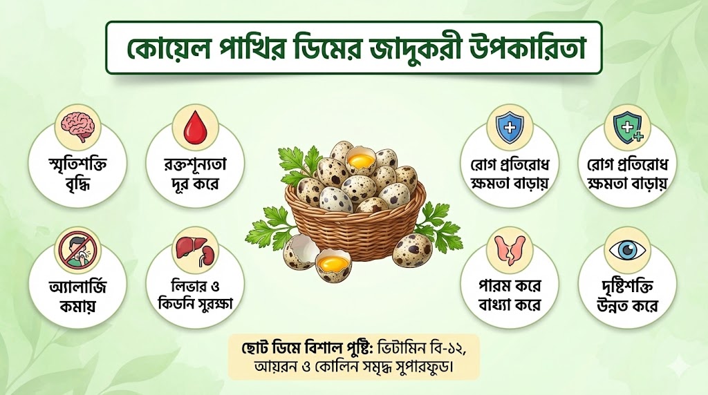 কোয়েল পাখির ডিমের উপকারিতা