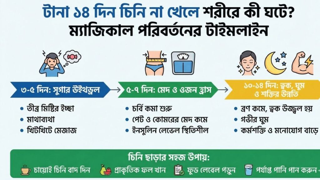 টানা ২ সপ্তাহ চিনি না খেলে শরীরে কী ঘটে