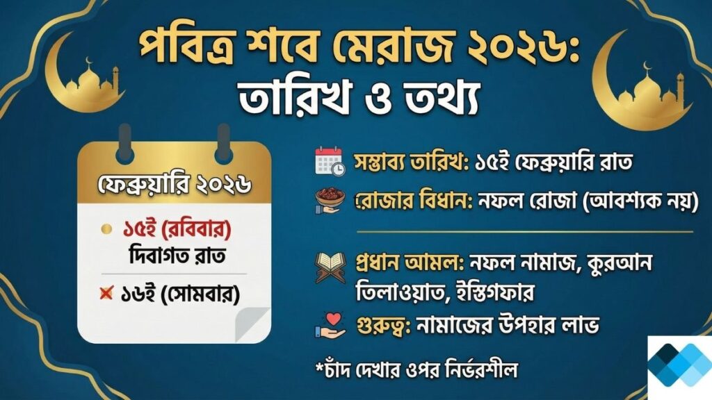 পবিত্র শবে মেরাজ ২০২৬ কত তারিখে শবে মেরাজের আমল ও রোজার সঠিক নিয়ম