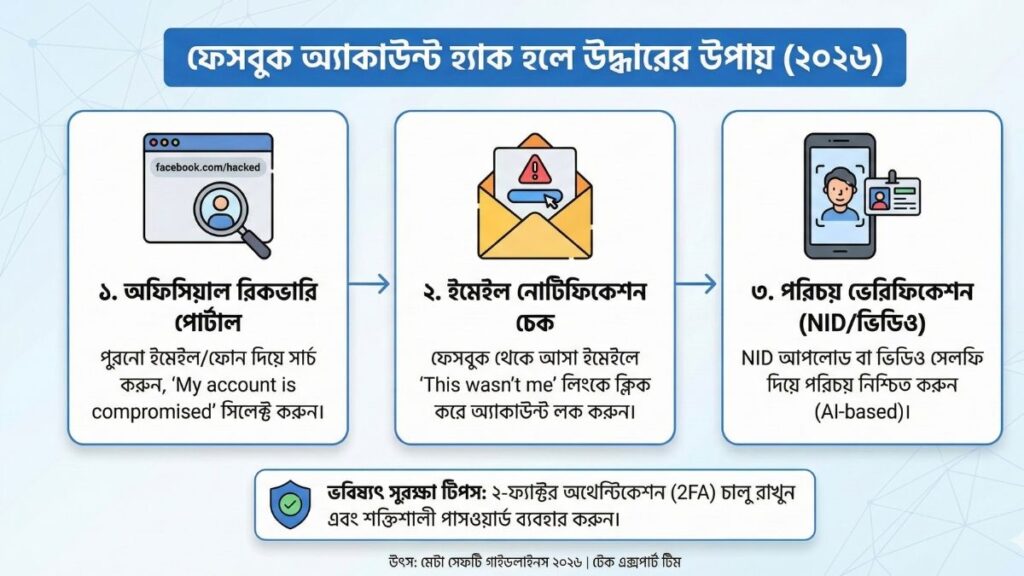 ফেসবুক অ্যাকাউন্ট হ্যাক হলে উদ্ধারের উপায় ২০২৬