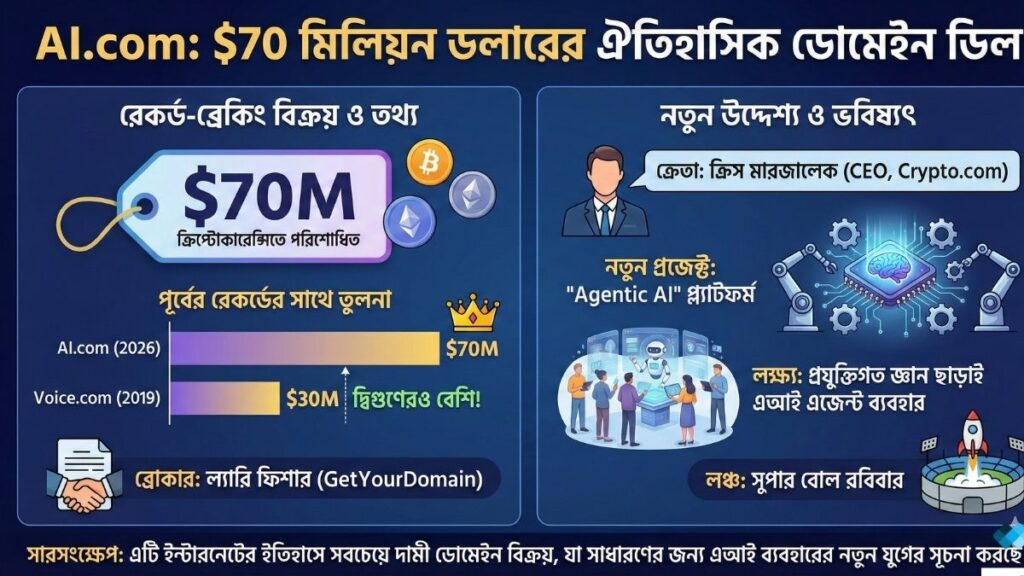 AI.com ডোমেইন বিক্রি হলো ৭০ মিলিয়ন ডলারে