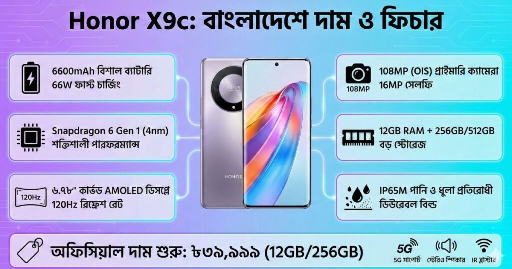Honor X9c বাংলাদেশে দাম ২০২৬