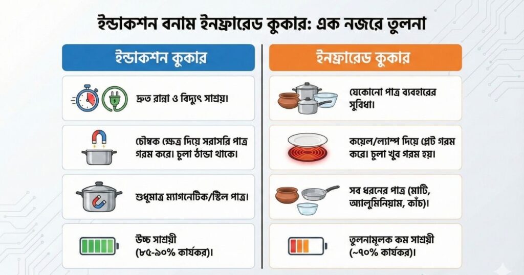 ইনডাকশন নাকি ইনফ্রারেড কুকার আপনার জন্য কোনটি ভালো
