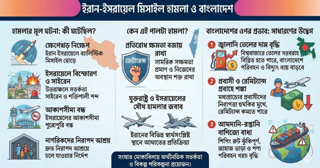 ইরান-ইসরায়েল সংঘাত ইরানের পালটা মিসাইল হামলা