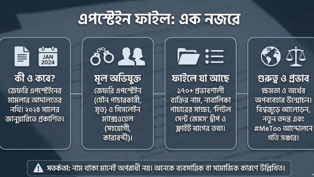 এপস্টেইন ফাইল জেফরি এপস্টেইনের কেলেঙ্কারির সম্পূর্ণ তথ্য ও বিশ্লেষণ