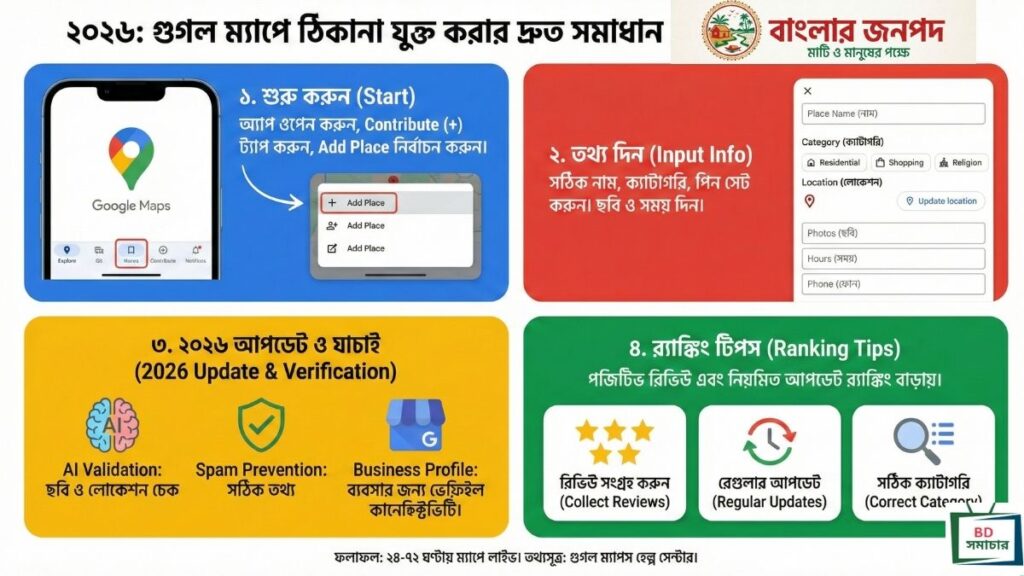 গুগল ম্যাপে নিজের বাড়ি বা দোকান যুক্ত করার নিয়ম ২০২৬