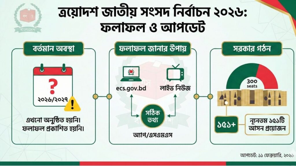 ত্রয়োদশ জাতীয় সংসদ নির্বাচন ফলাফল ২০২৬ সর্বশেষ আপডেট এবং ফলাফল দেখার নিয়ম
