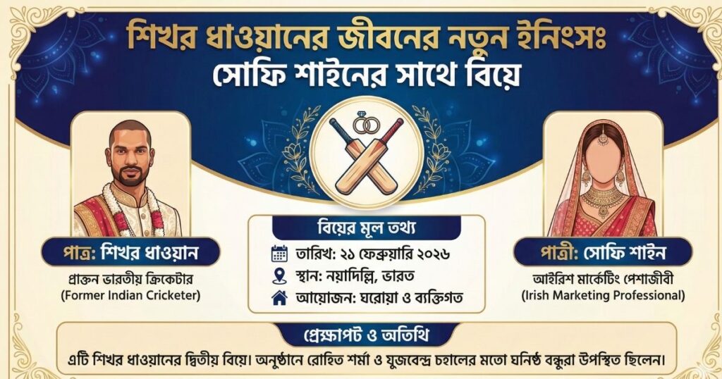 দ্বিতীয়বার বিয়ের পিঁড়িতে শিখর ধাওয়ান