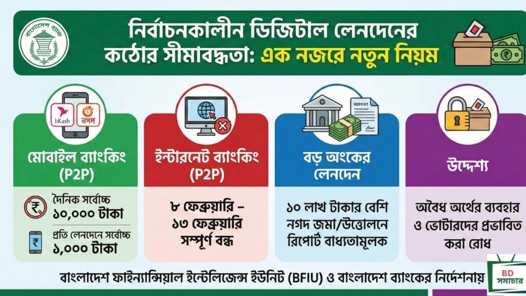 নির্বাচনে মোবাইল ব্যাংকিং ও ইন্টারনেট ব্যাংকিংয়ে রেস্ট্রিকশন