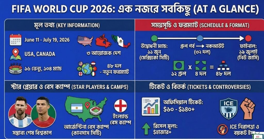 ফিফা বিশ্বকাপ ২০২৬ (FIFA World Cup 2026) সময়সূচি, দল, টিকেট ও সর্বশেষ আপডেট