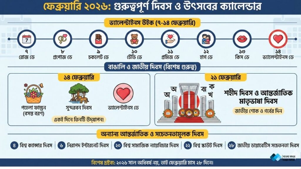 ফেব্রুয়ারি দিবসের তালিকা ২০২৬