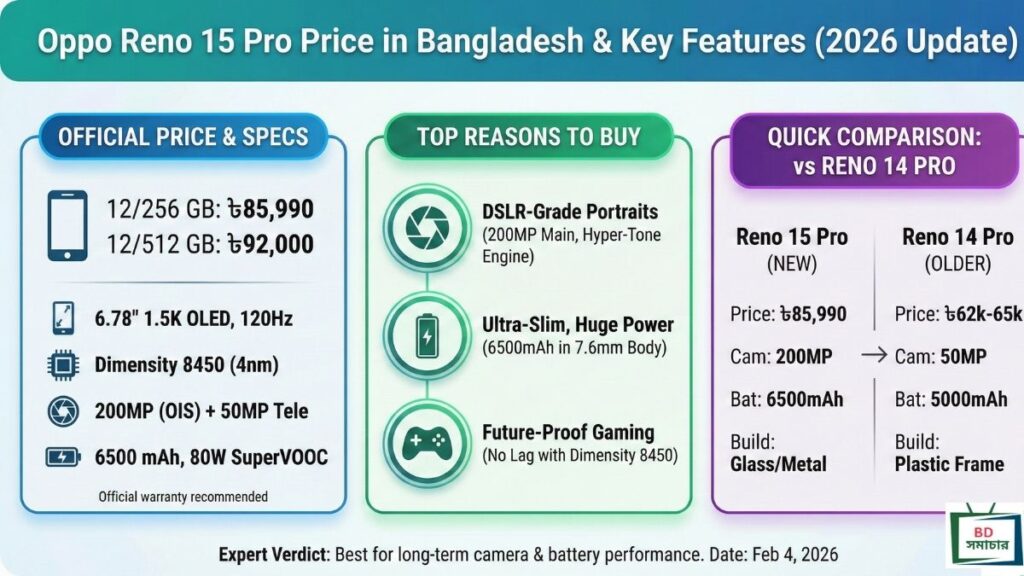 বাংলাদেশে Oppo Reno 15 Pro এর দাম কত