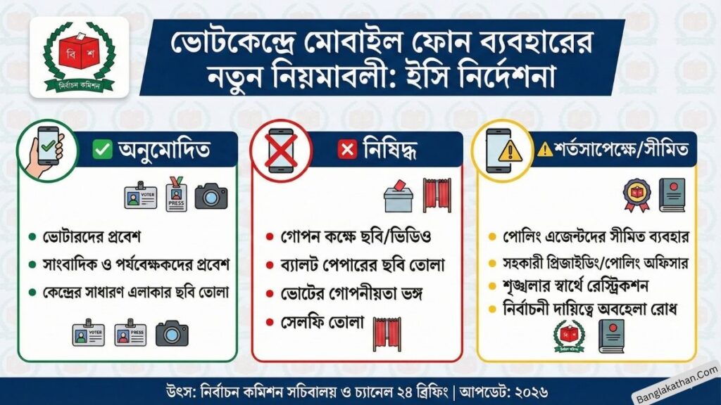 ভোটকেন্দ্রে মোবাইল ফোন ব্যবহারের অনুমতি আছে কি