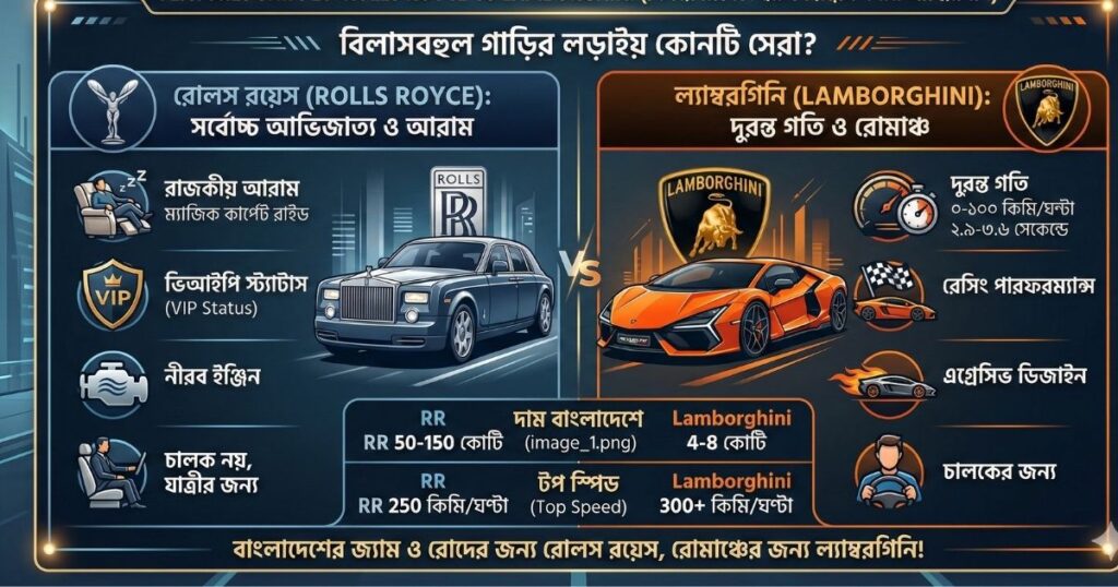 রোলস রয়েস বনাম ল্যাম্বরগিনি (Rolls Royce vs Lamborghini)
