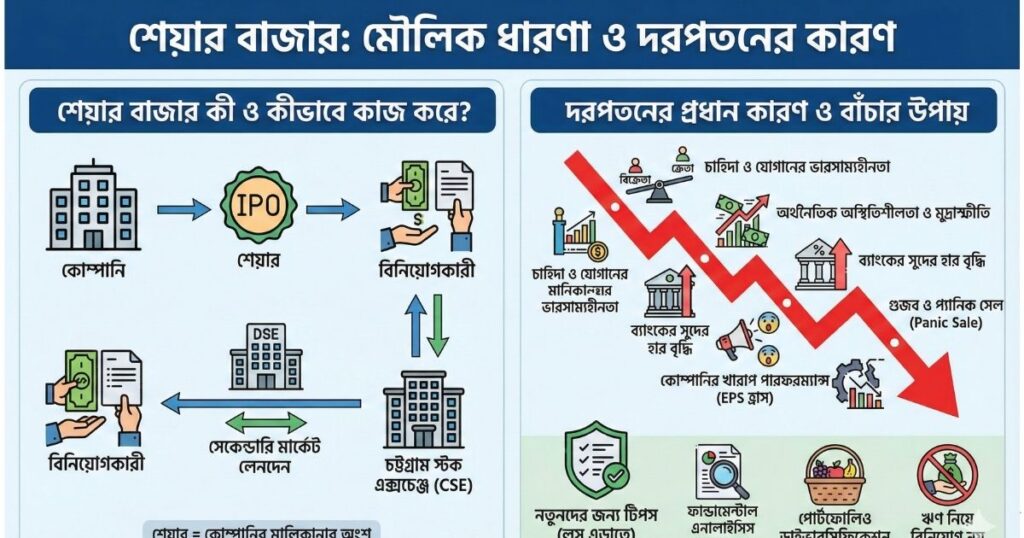 শেয়ার বাজার কী শেয়ার বাজার দরপতনের কারণ কি