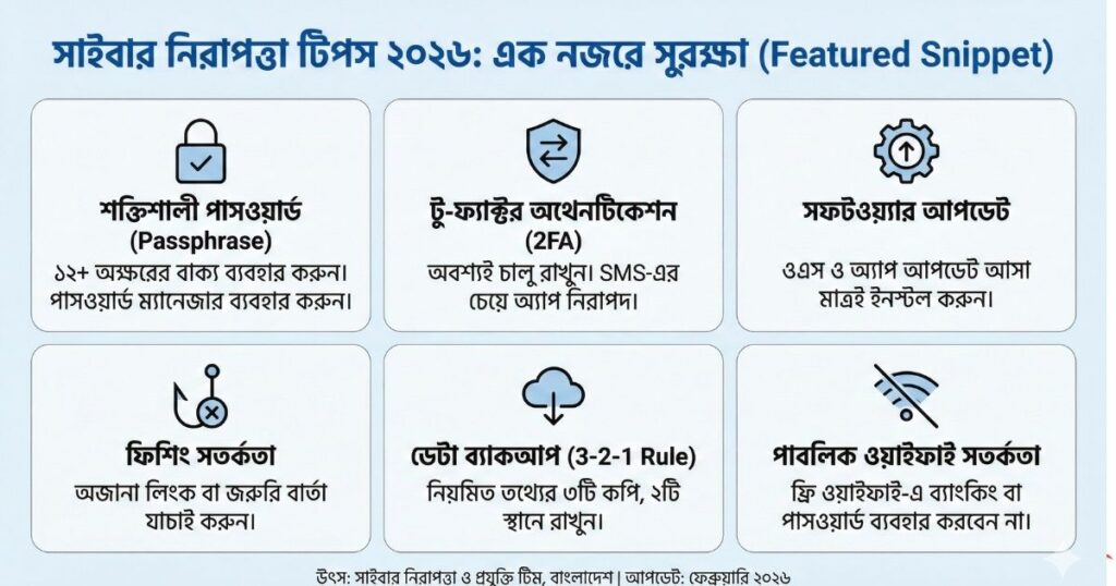 সাইবার সিকিউরিটি টিপস ২০২৬ হ্যাকিং ও প্রতারণা থেকে বাঁচার উপায়