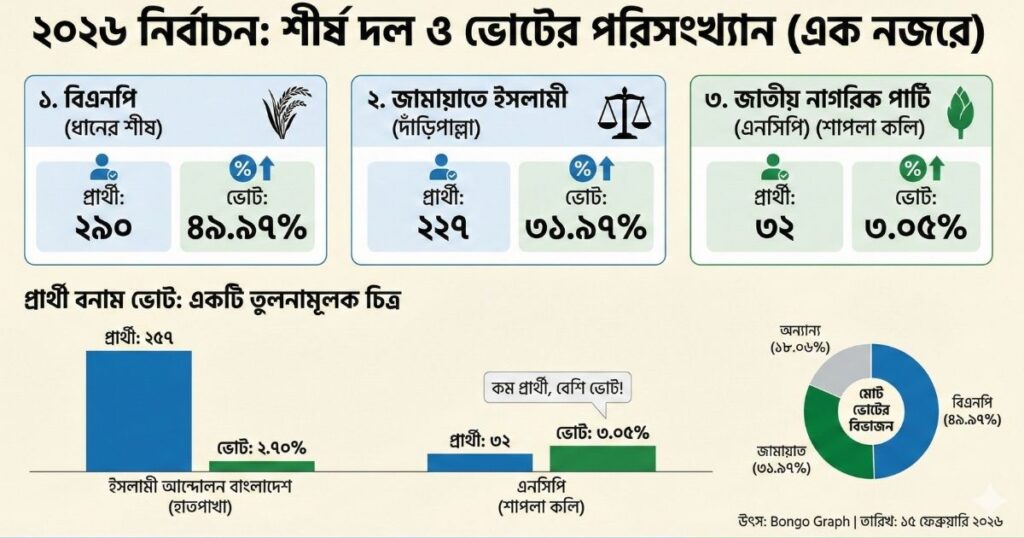 ২০২৬ নির্বাচনে রাজনৈতিক দলগুলোর প্রাপ্ত ভোটের পরিসংখ্যান