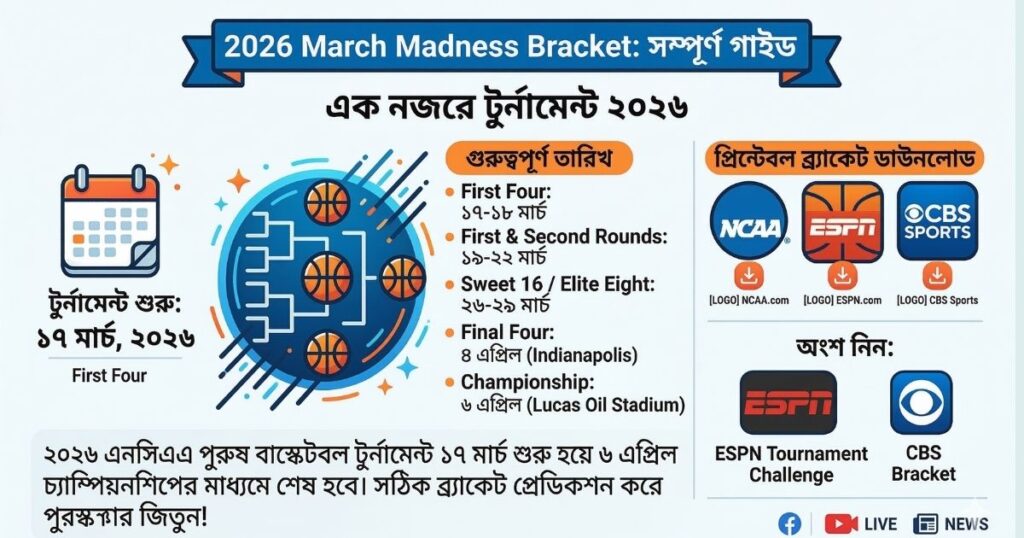 2026 March Madness Bracket Printable NCAA Tournament 2026 Schedule