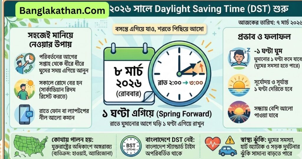 Daylight Saving Time 2026 ঘড়ির কাঁটা কখন এগিয়ে যাবে