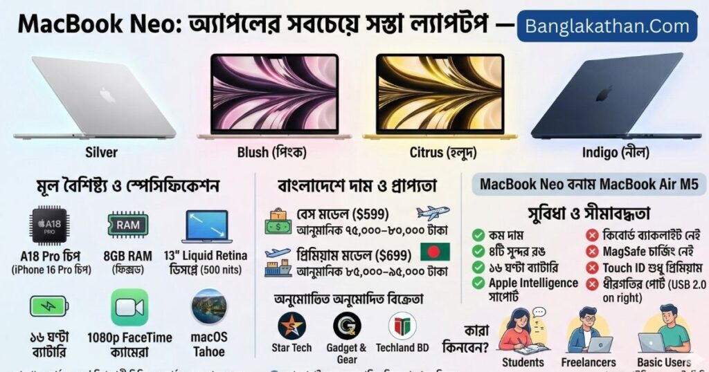 MacBook Neo কী স্পেসিফিকেশন ও বাংলাদেশে দাম