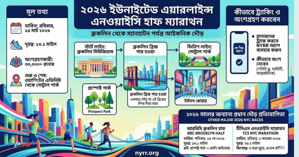 NYC Half Marathon 2026 রুট, সময়সূচি ও রেজিস্ট্রেশন