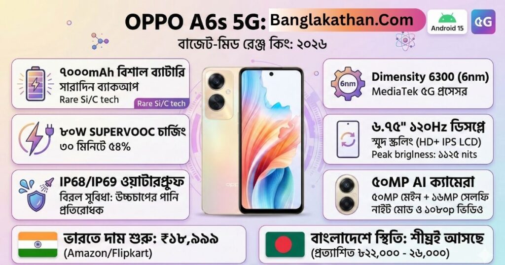 OPPO A6s 5G রিভিউ, স্পেসিফিকেশন ও বাংলাদেশে দাম ২০২৬