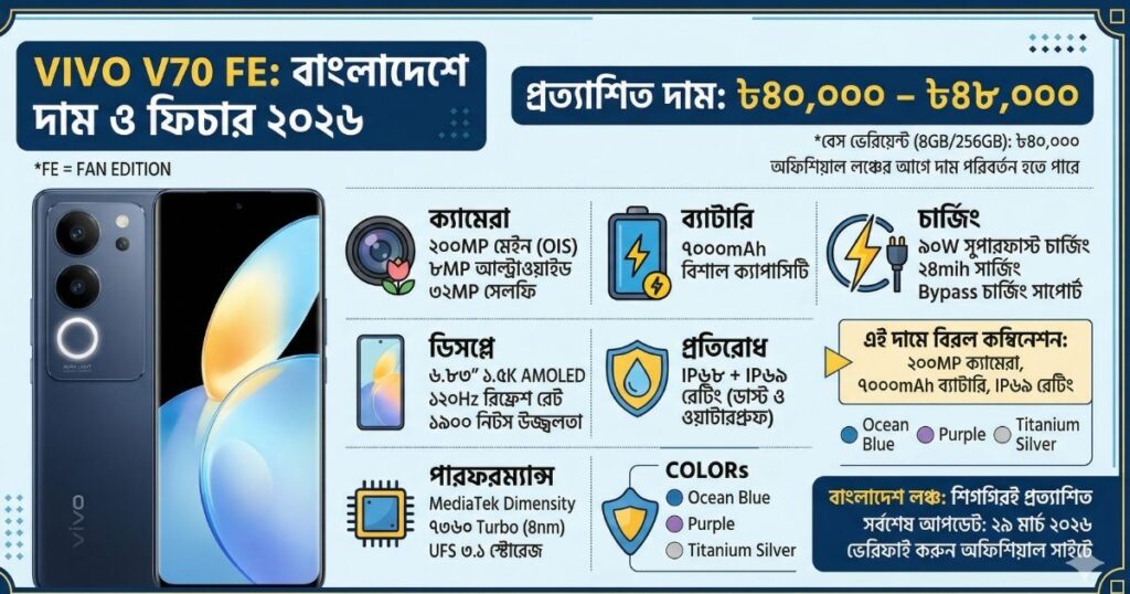Vivo V70 FE দাম বাংলাদেশ ২০২৬