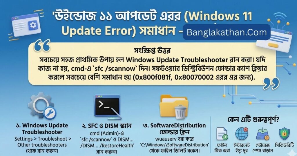 Windows 11 Update Error Code।যেকোনো এরর ফিক্স করুন