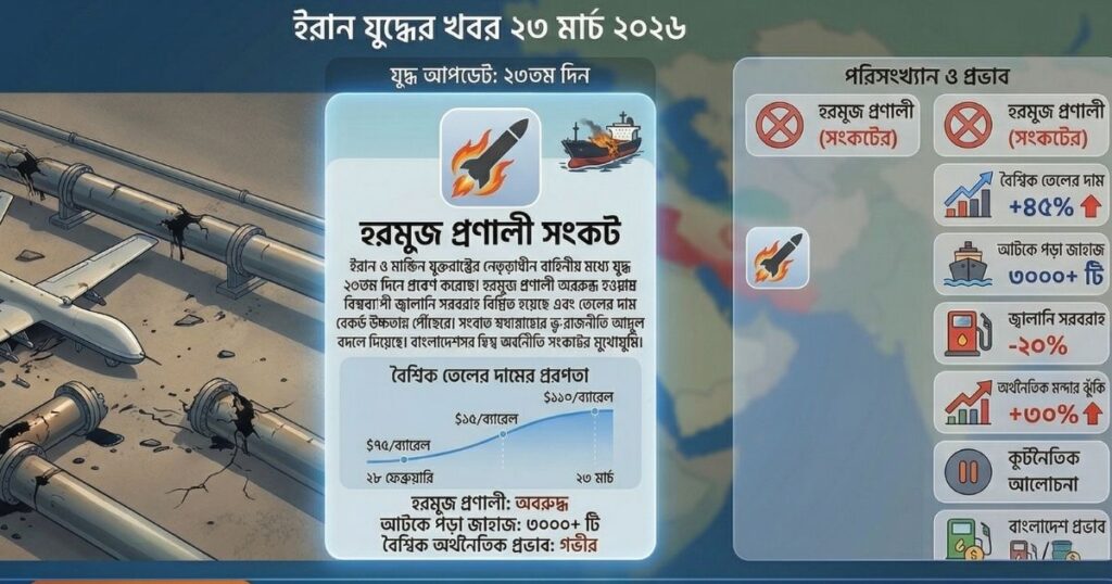 ইরান যুদ্ধের খবর ২৩ মার্চ ২০২৬
