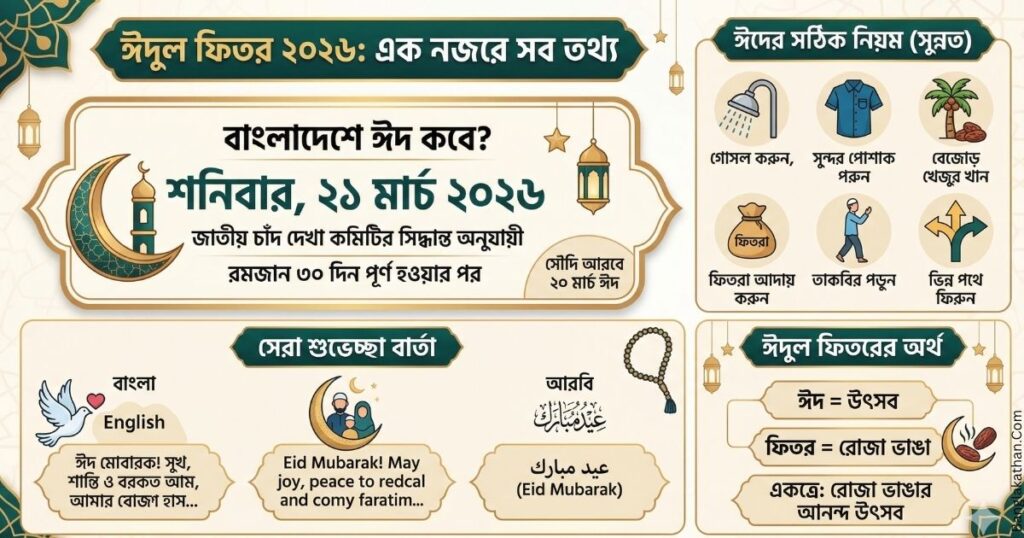 ঈদুল ফিতর ২০২৬ বার্তা, শুভেচ্ছা ও ক্যাপশন