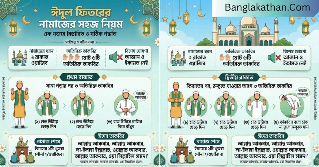 ঈদুল ফিতরের নামাজের নিয়ম, নিয়ত ও তাকবির