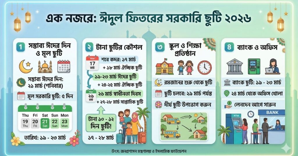 ঈদুল ফিতরের সরকারি ছুটি ২০২৬