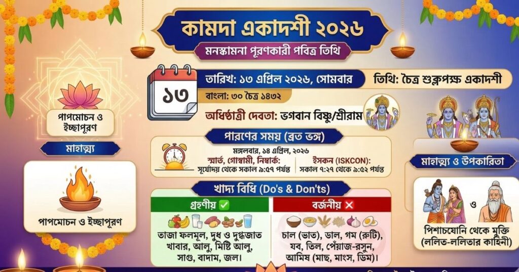 কামদা একাদশী ২০২৬ তারিখ, পারণের সময়, পালনের নিয়ম ও ব্রত মাহাত্ম্য