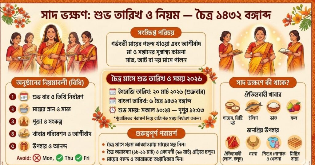 চৈত্র মাসের সাধের তারিখ ২০২৬