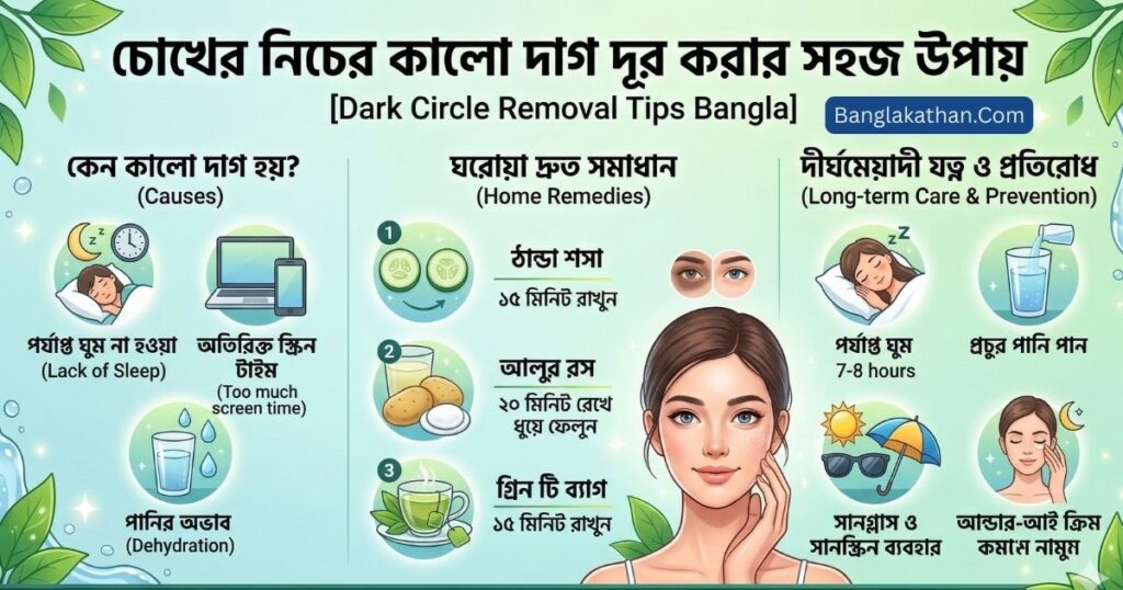 চোখের নিচের কালো দাগ দূর করার সহজ ও কার্যকরী উপায় (Dark Circle Removing Tips Bangla)