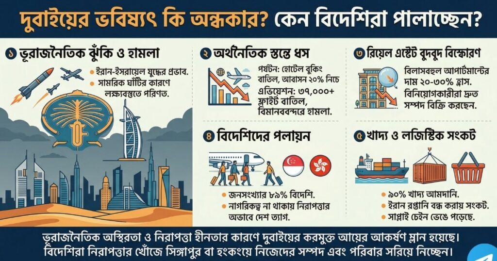 দুবাইয়ের ভবিষ্যৎ কি অন্ধকার ইরান-ইসরায়েল যুদ্ধের প্রভাবে কেন দুবাই ছাড়ছেন বিদেশিরা