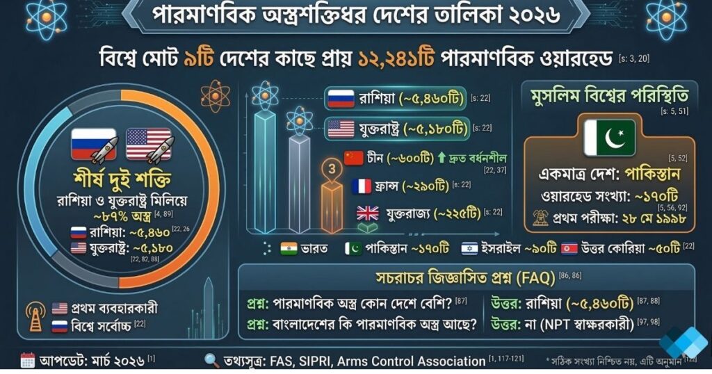 পারমাণবিক অস্ত্রশক্তিধর দেশের তালিকা ২০২৬