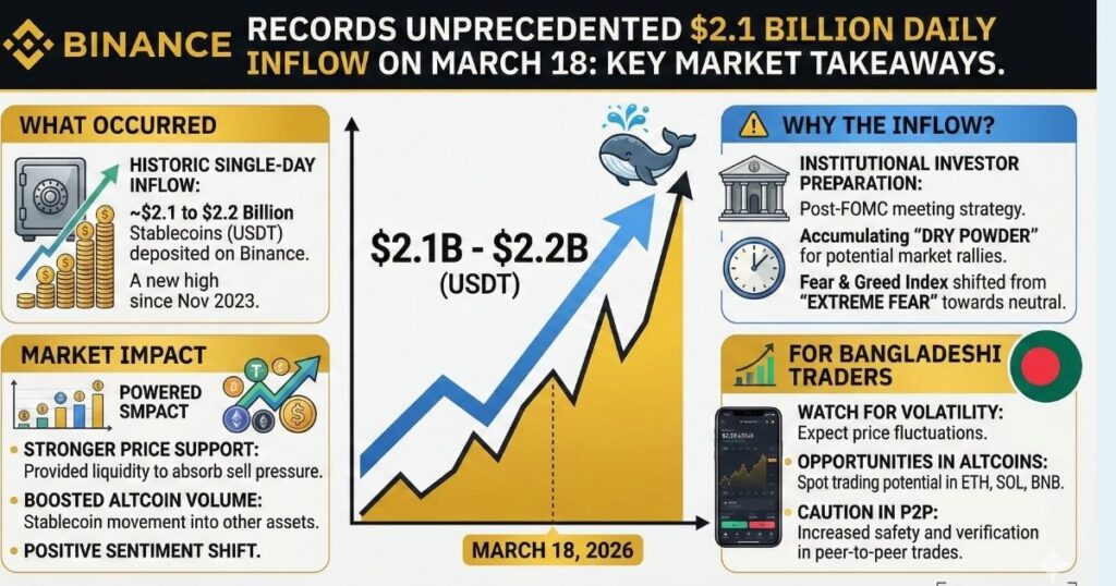 বাইনান্সে একদিনে প্রায় ২.১ বিলিয়ন থেকে ২.২ বিলিয়ন
