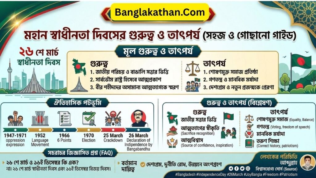 মহান স্বাধীনতা দিবসের গুরুত্ব ও তাৎপর্য রচনা