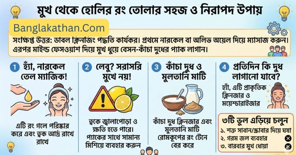 মুখ থেকে হোলির রং তোলার সহজ ও নিরাপদ উপায় (How to Remove Holi Color from Face)