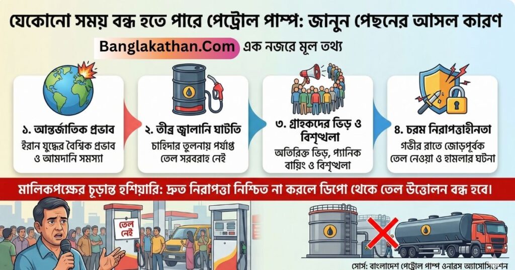 যেকোনো সময় বন্ধ হতে পারে সারাদেশের পেট্রোল পাম্প