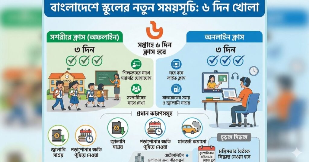 শিক্ষাপ্রতিষ্ঠানে ৩ দিন অনলাইন ও ৩ দিন অফলাইন ক্লাসের নতুন পরিকল্পনা