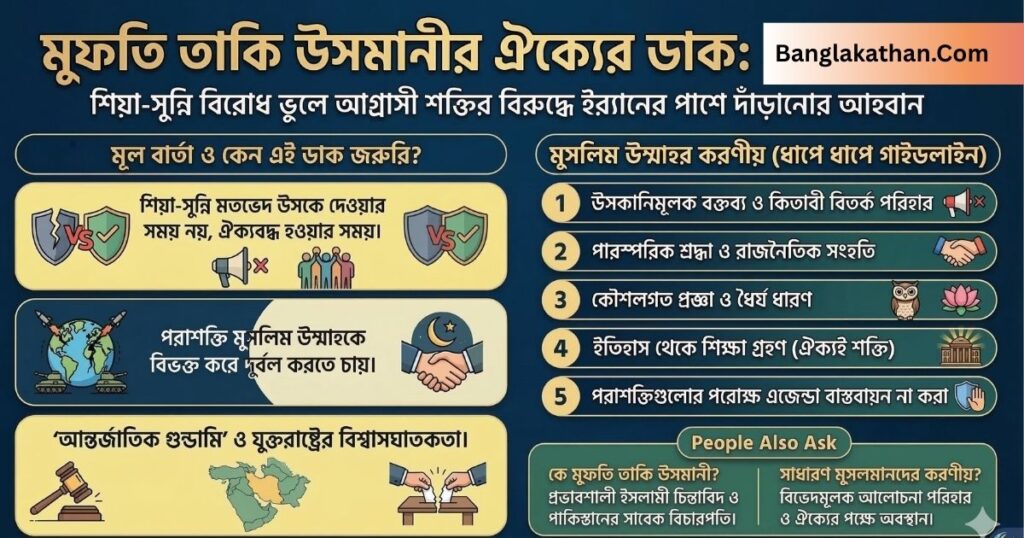 শিয়া-সুন্নি বিরোধ ভুলে ইরানের পাশে দাঁড়ানোর ডাক মুফতি তাকি উসমানী