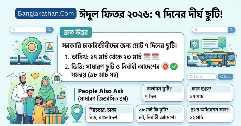 সরকারি চাকরিজীবীদের জন্য সুখবর এবারের ঈদুল ফিতরে ৭ দিনের সরকারি ছুটি কবে থেকে
