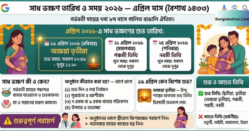 সাধ ভক্ষণ তারিখ ও সময় 2026 এপ্রিল